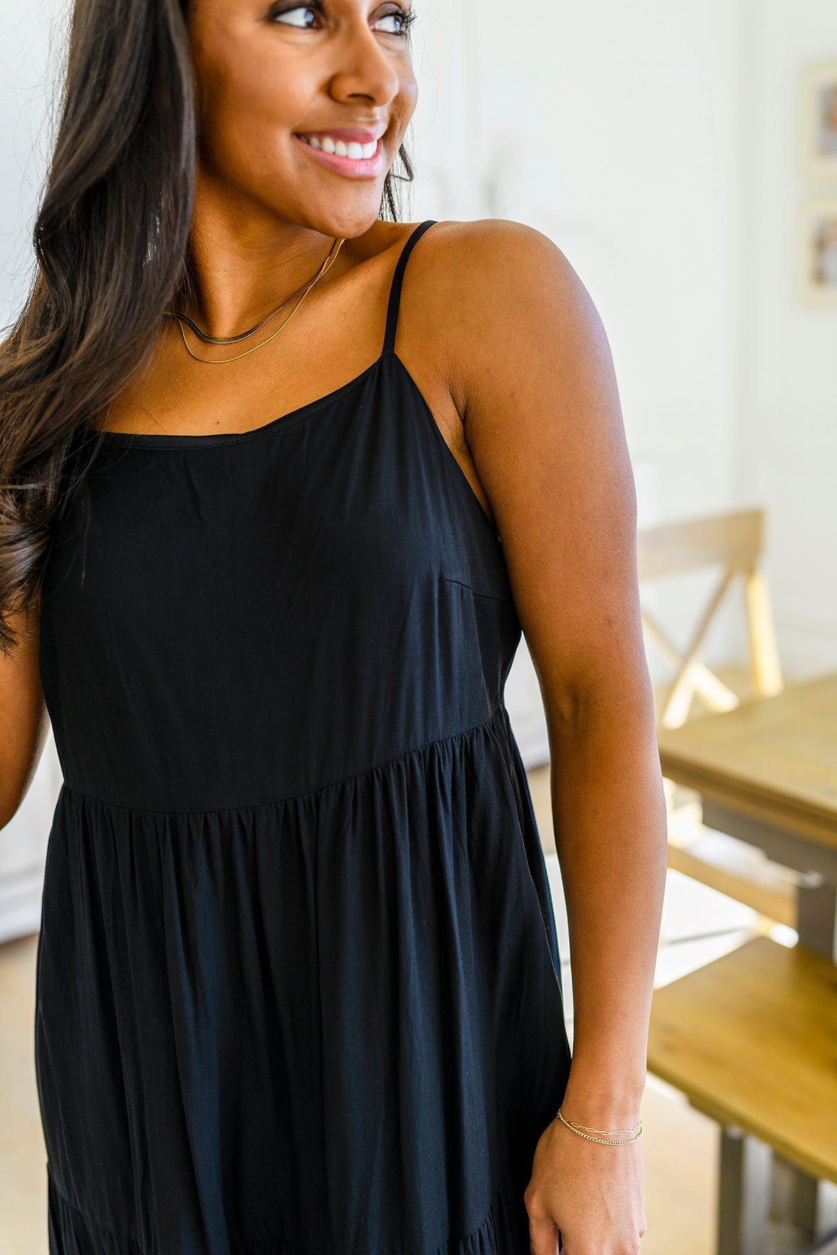Tiered Maxi Dress Adjustable Straps Classically Cool
