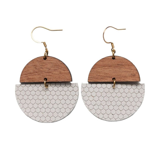 Cloud Claire Lightweight Wood and Leather Earrings Sela Designs