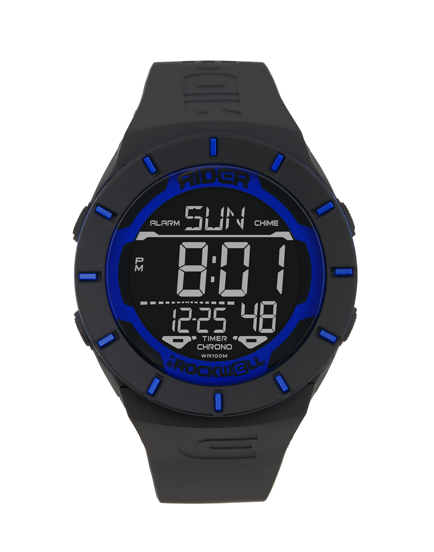 Coliseum Black Blue Multifunction Digital Watch Rockwell