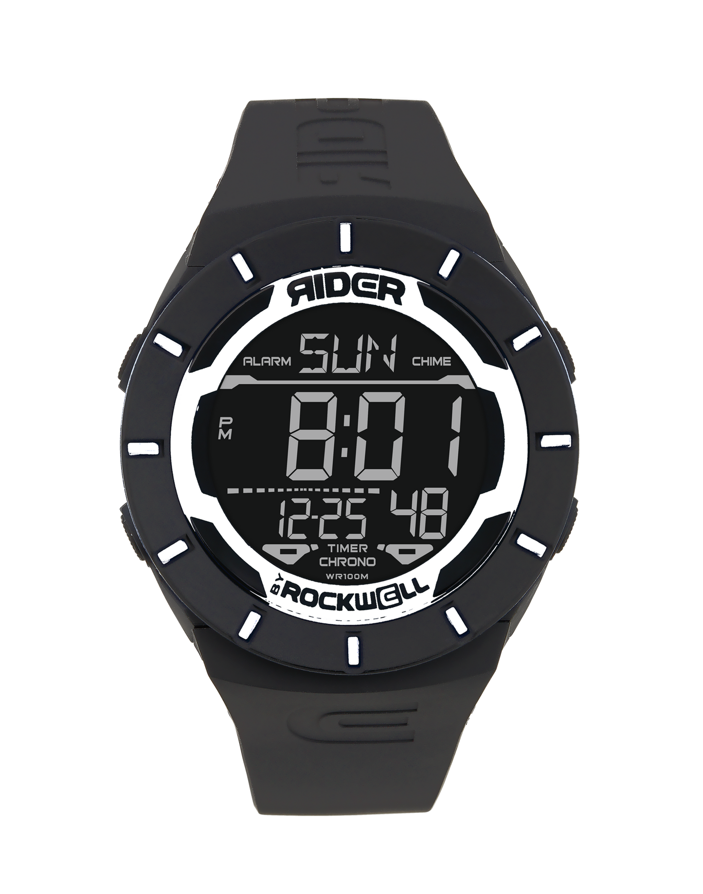 Coliseum Black/White Durable Multifunction Digital Watch Rockwell