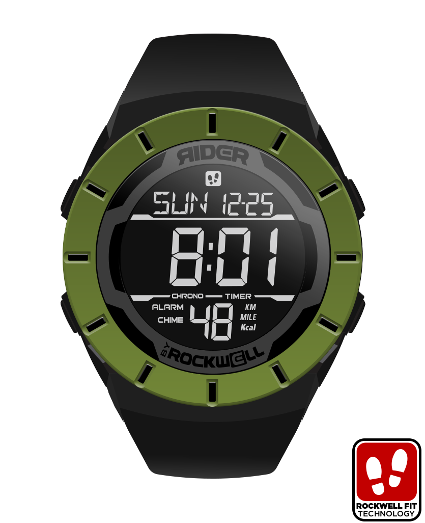 Coliseum Fit Halo Edition Black OD Green Digital Watch Rockwell Time