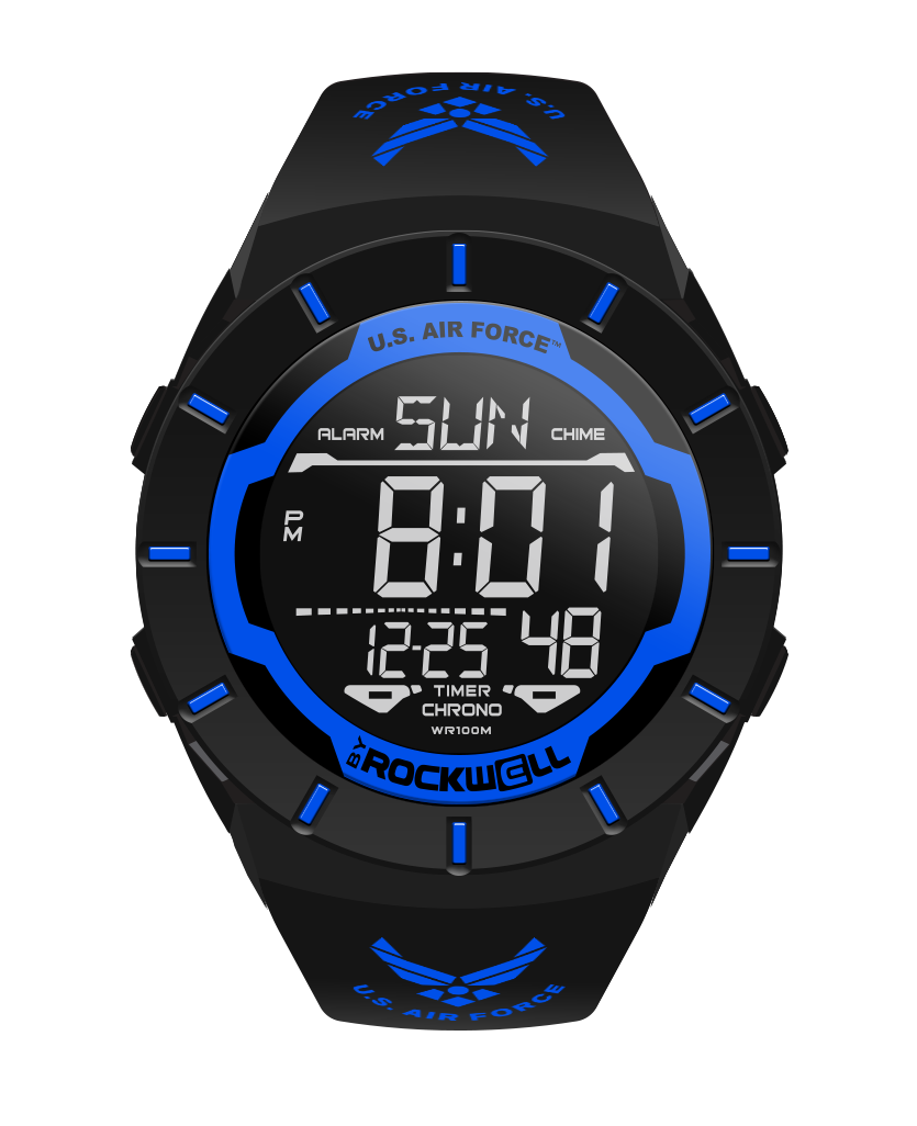 Coliseum Air Force Edition Black Blue Digital Watch Rockwell Time