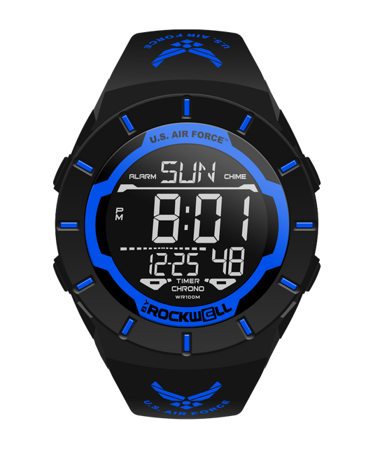 Coliseum Air Force Edition Black Blue Digital Watch Rockwell Time