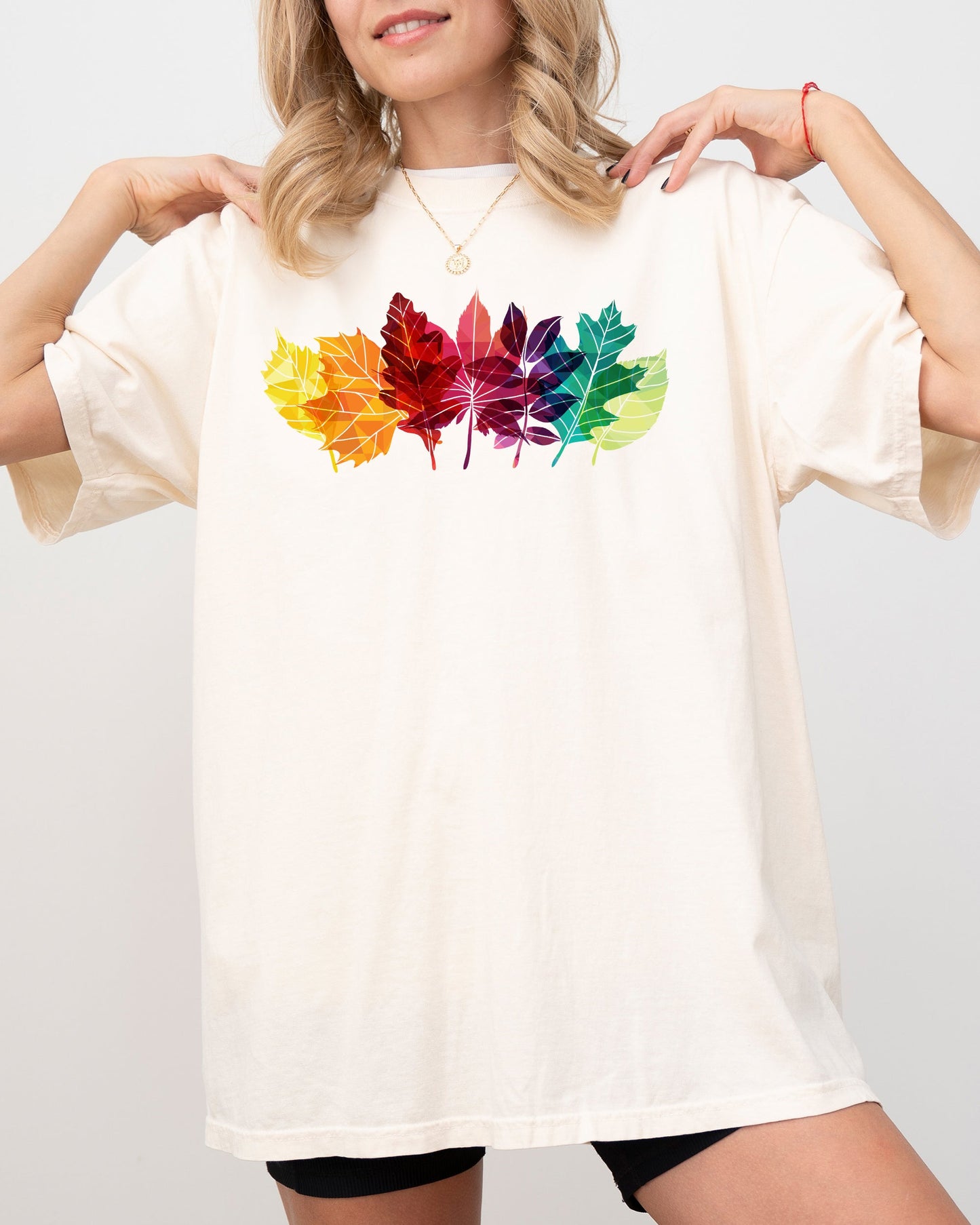 Colorful Autumn Leaves Key Attribute Fall Botanical Halloween Thanksgiving Shirt Comfort Colors T-Shirt