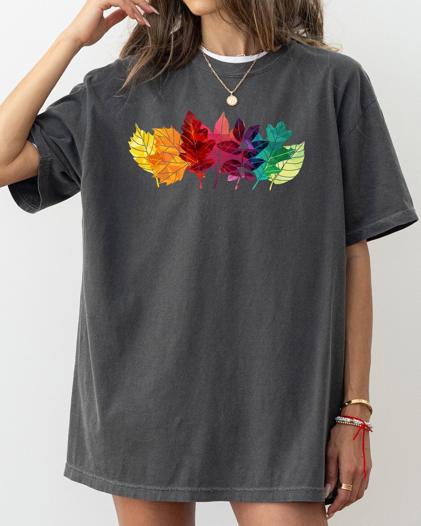 Colorful Autumn Leaves Key Attribute Fall Botanical Halloween Thanksgiving Shirt Comfort Colors T-Shirt