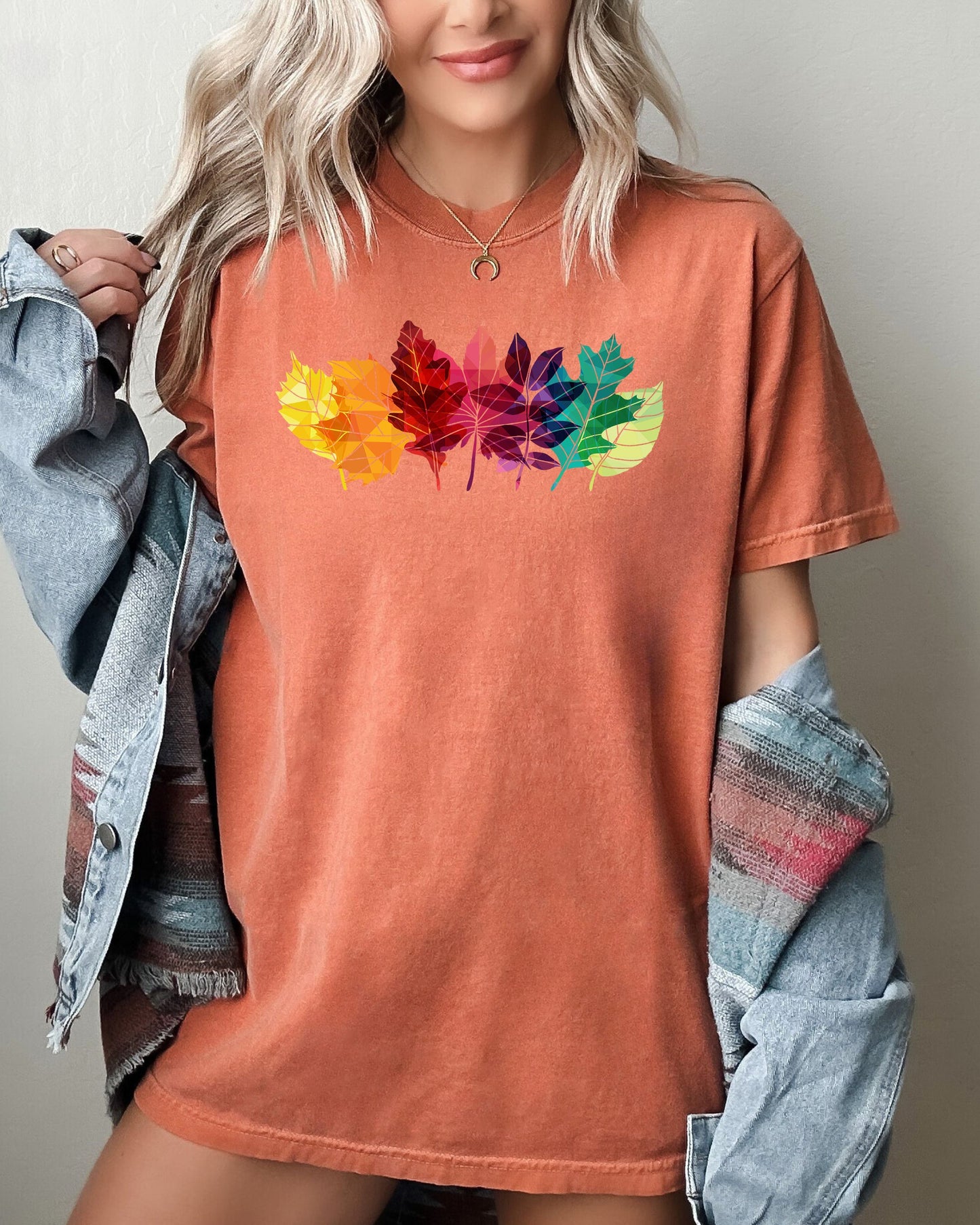 Colorful Autumn Leaves Key Attribute Fall Botanical Halloween Thanksgiving Shirt Comfort Colors T-Shirt
