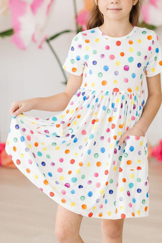 Colorful Dots Twirl Dress S/S Pocket Dress Mila & Rose