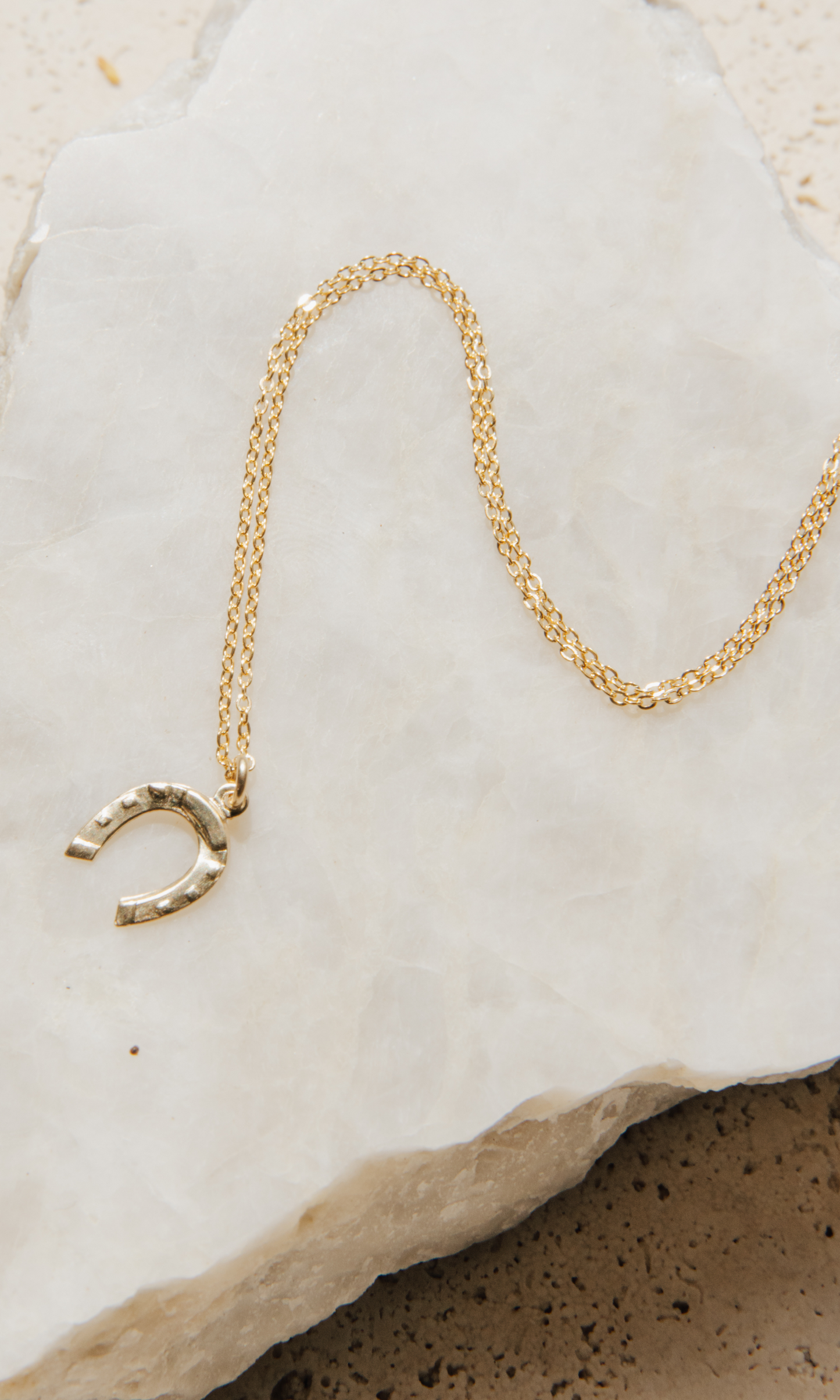 Colt Horseshoe Charm Necklace 16' Chain 14k Gold Filled or Sterling Silver