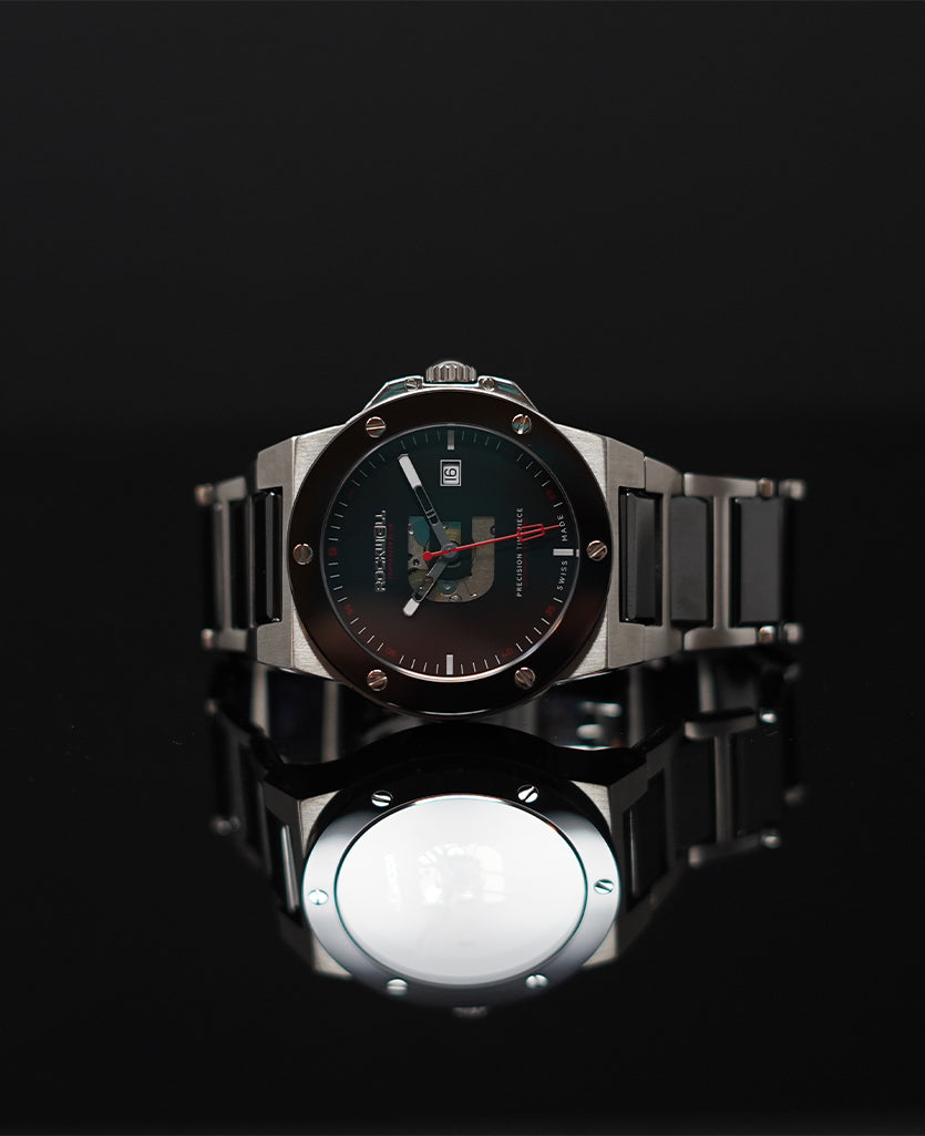Commander Elite Automatic Silver Black Ceramic Watch Rockwell