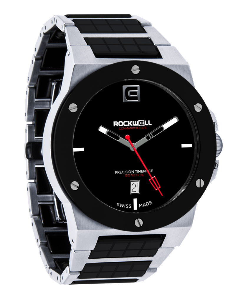 Commander Elite Silver Black Ceramic Watch Tier 1 Edition Rockwell
