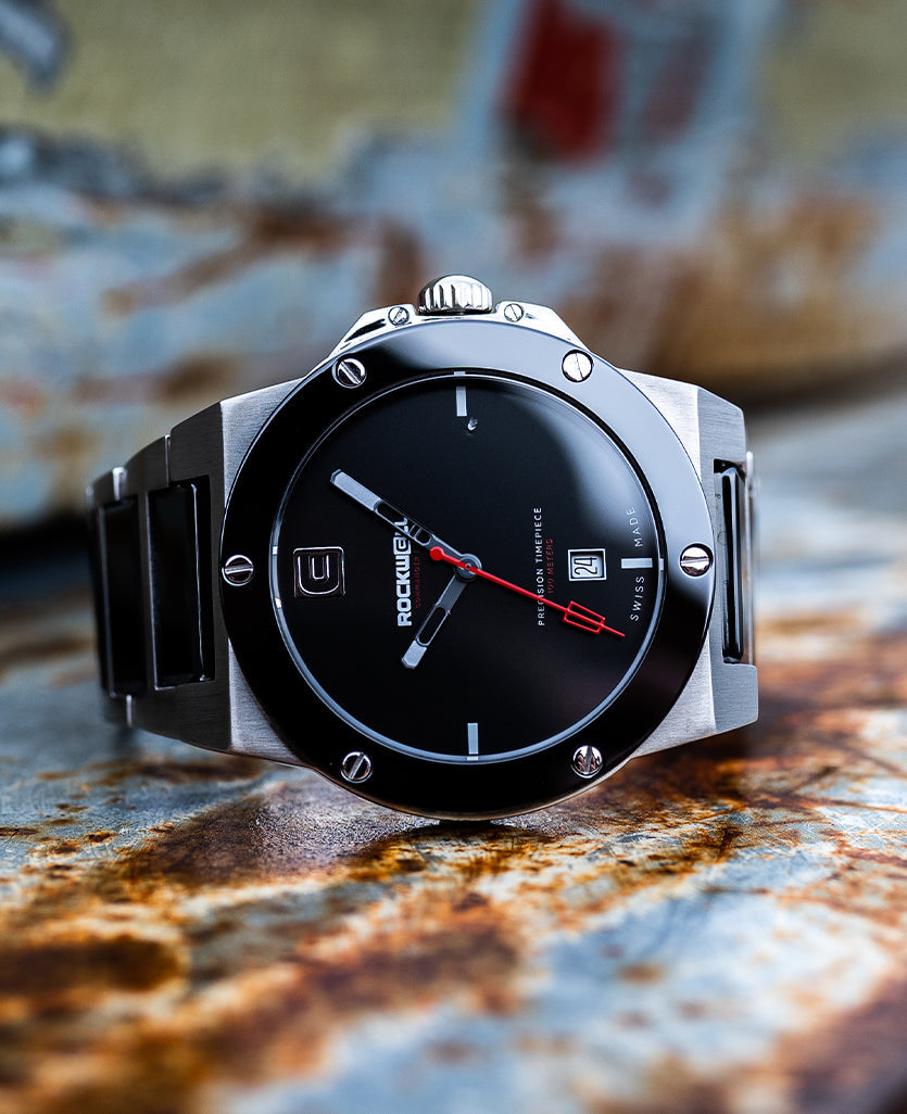 Commander Elite Silver Black Ceramic Watch Tier 1 Edition Rockwell