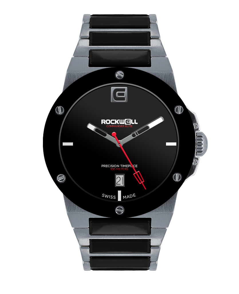 Commander Elite Silver Black Ceramic Watch Tier 1 Edition Rockwell