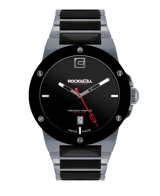 Commander Elite Silver Black Ceramic Watch Tier 1 Edition Rockwell
