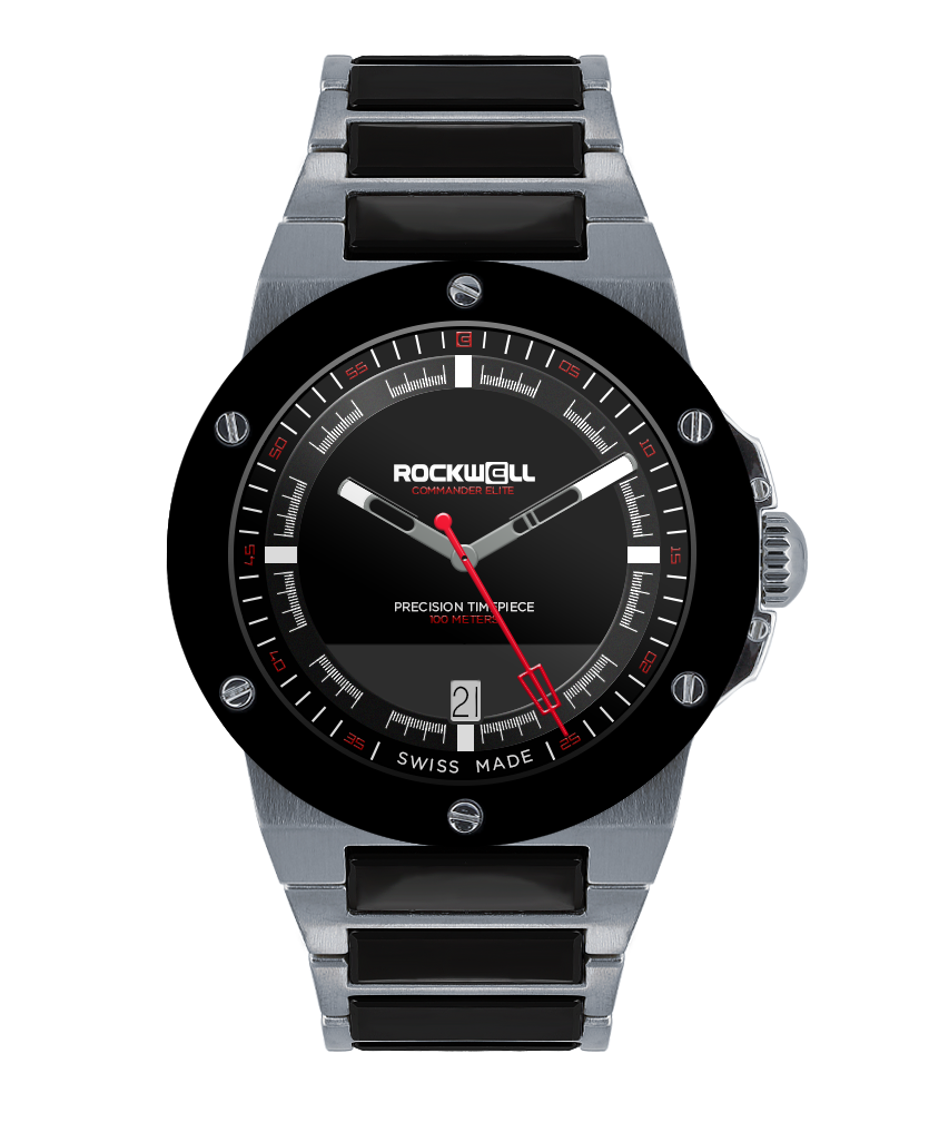 Commander Elite Silver Black Ceramic Tier 3 Edition Watch Rockwell