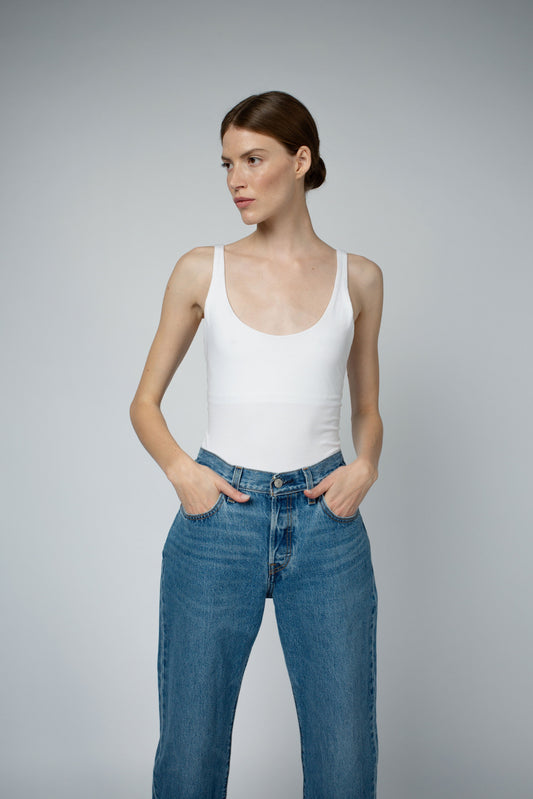 AVA ORGANIC COTTON BRA TANK TOP IN WHITE