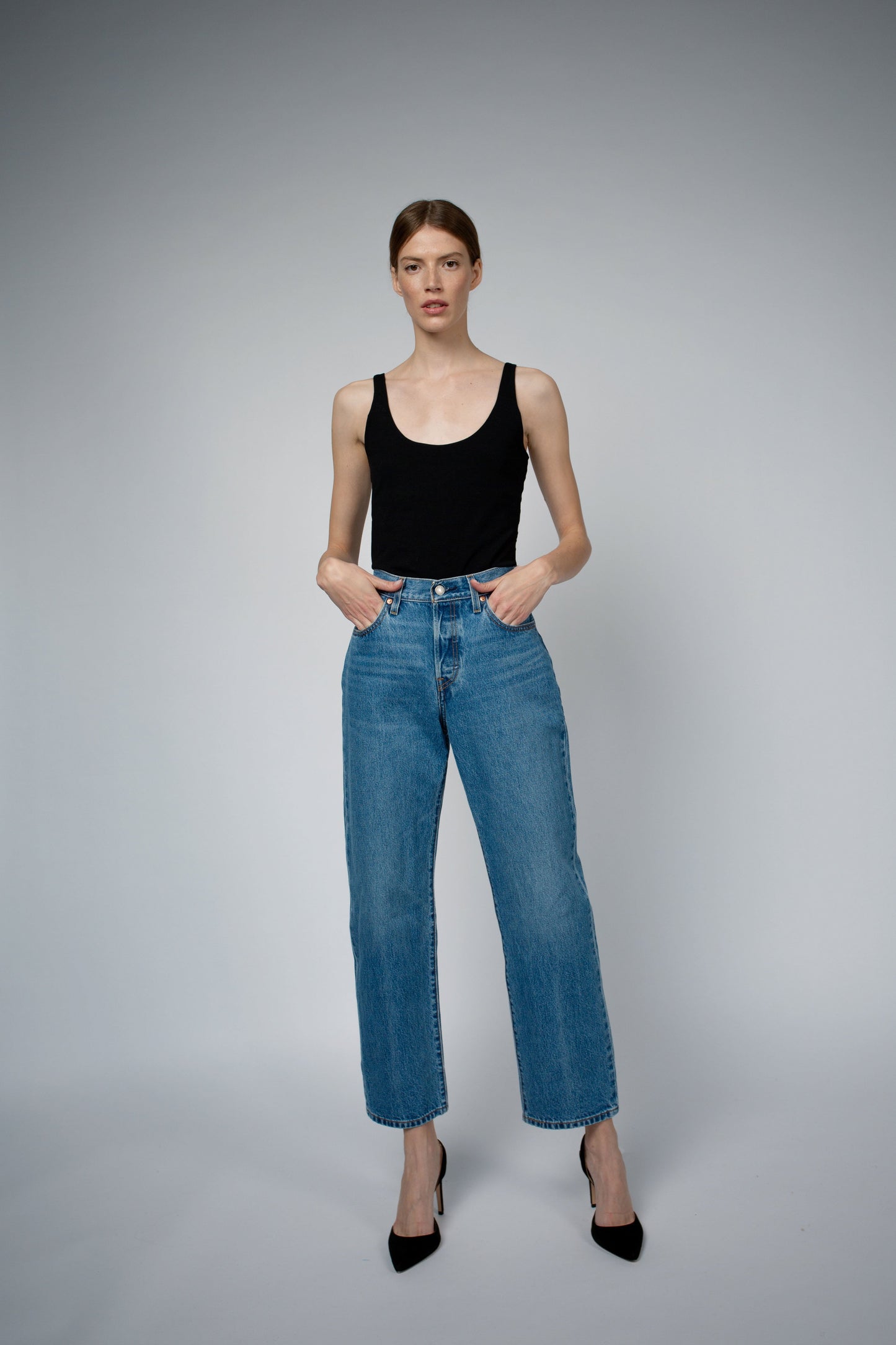 AVA ORGANIC COTTON BRA TANK TOP IN BLACK