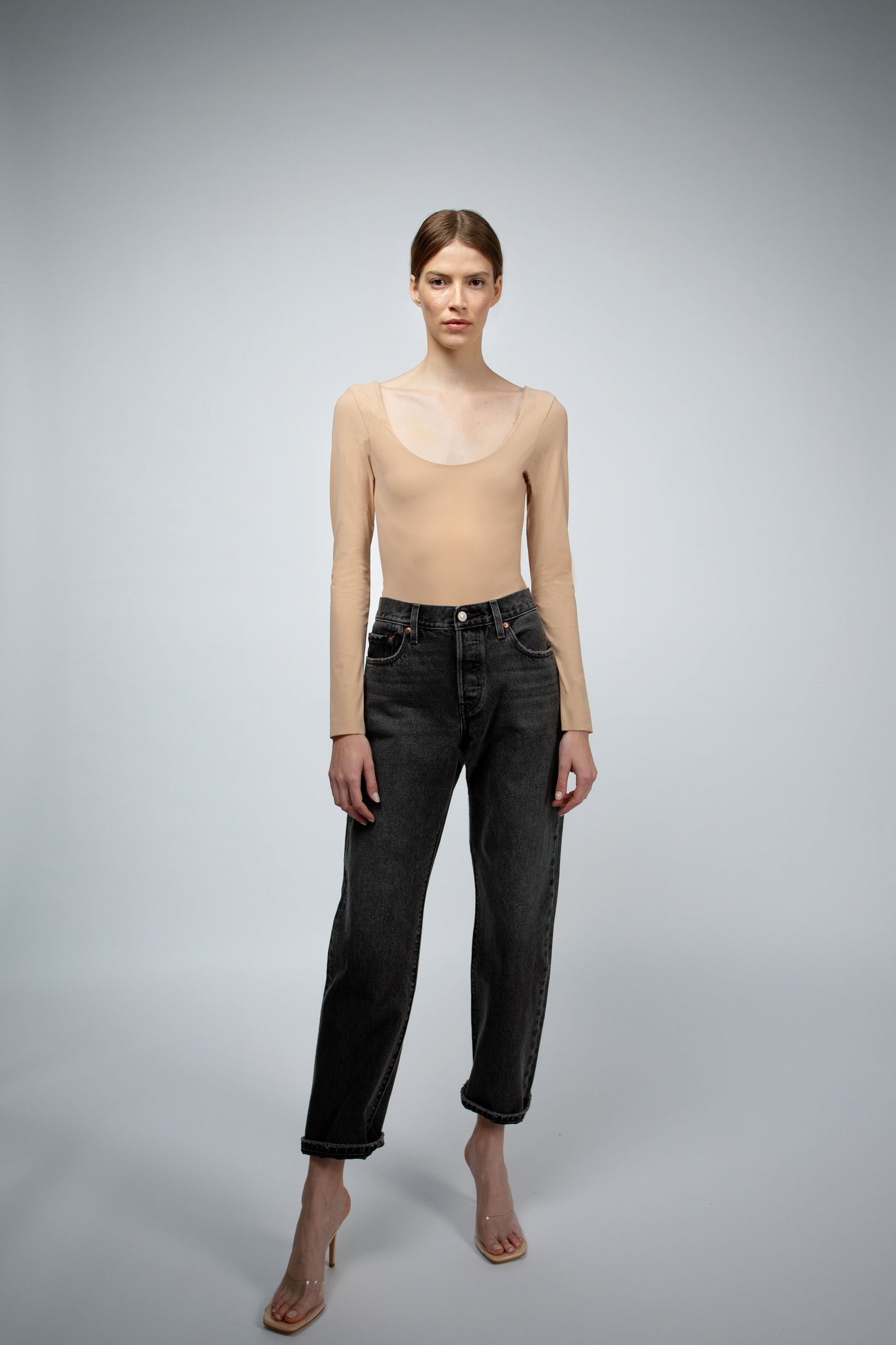 LUELLA DOUBLE LAYER BALLET NECKLINE BODYSUIT IN LATTE