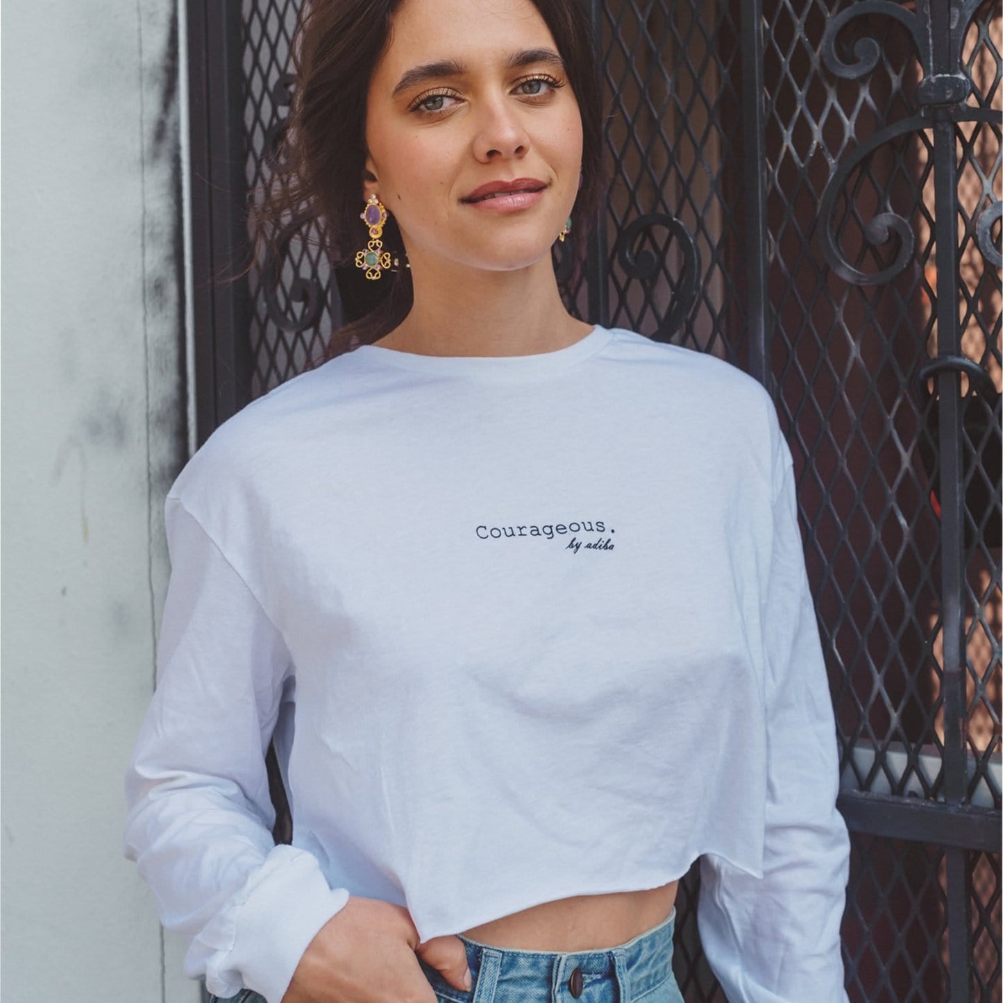 Courageous Cropped Top Cotton Long Sleeve Cropped Top ADIBA