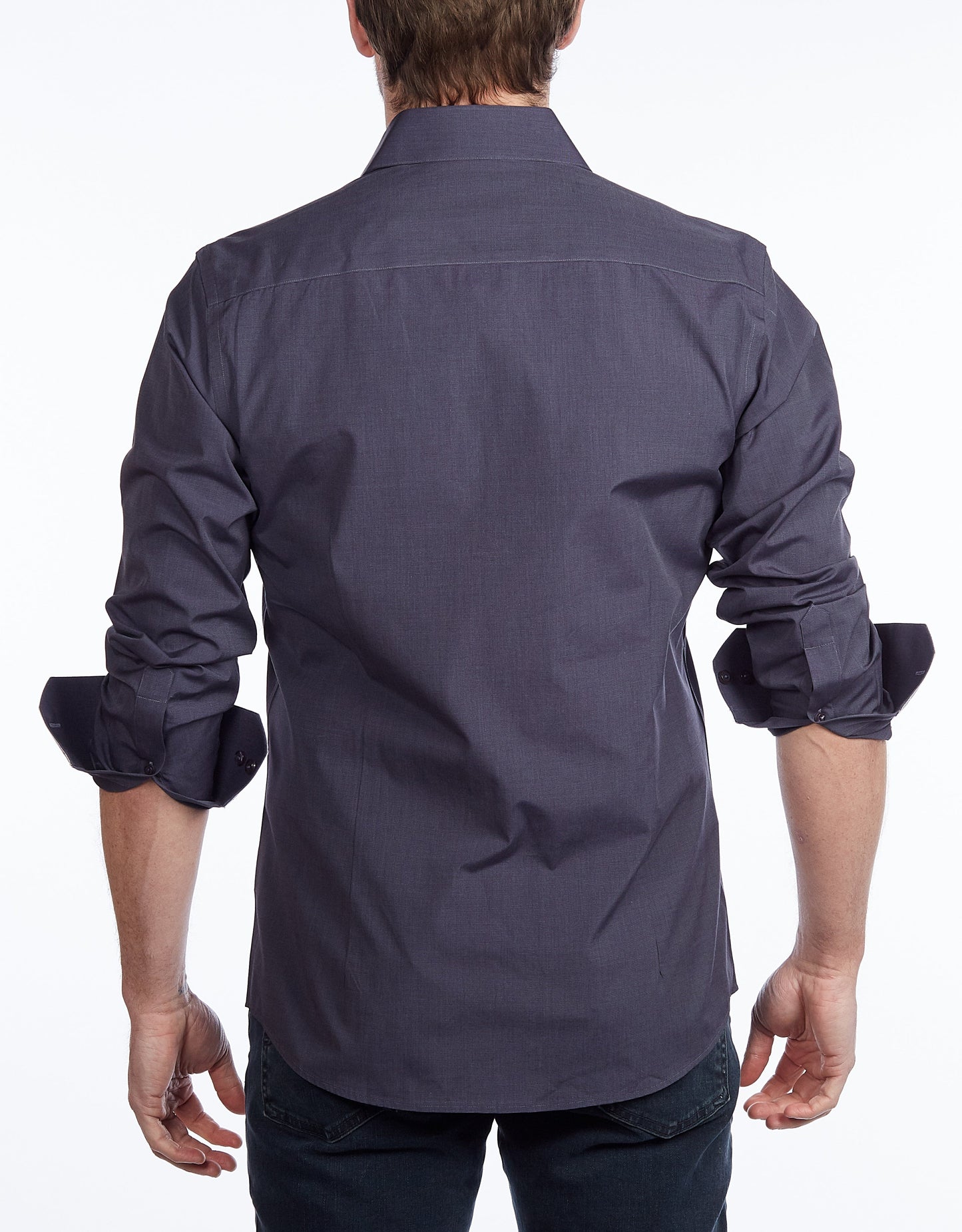 Contrast Collar Button-Up Shirt //  - Contemporary Fit - contrast  trimming - final sale - Size Small