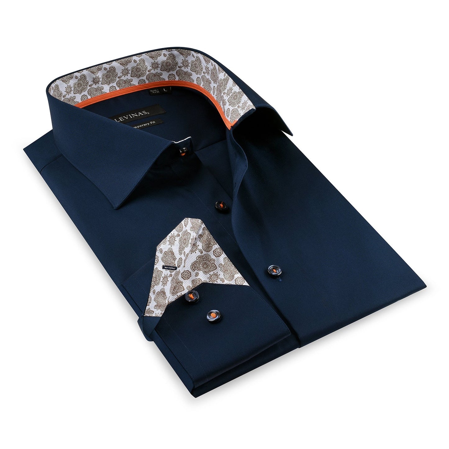 Contrast Collar Button-Up Shirt // Contemporary Fit - contrast  trimming - final sale - Size Small