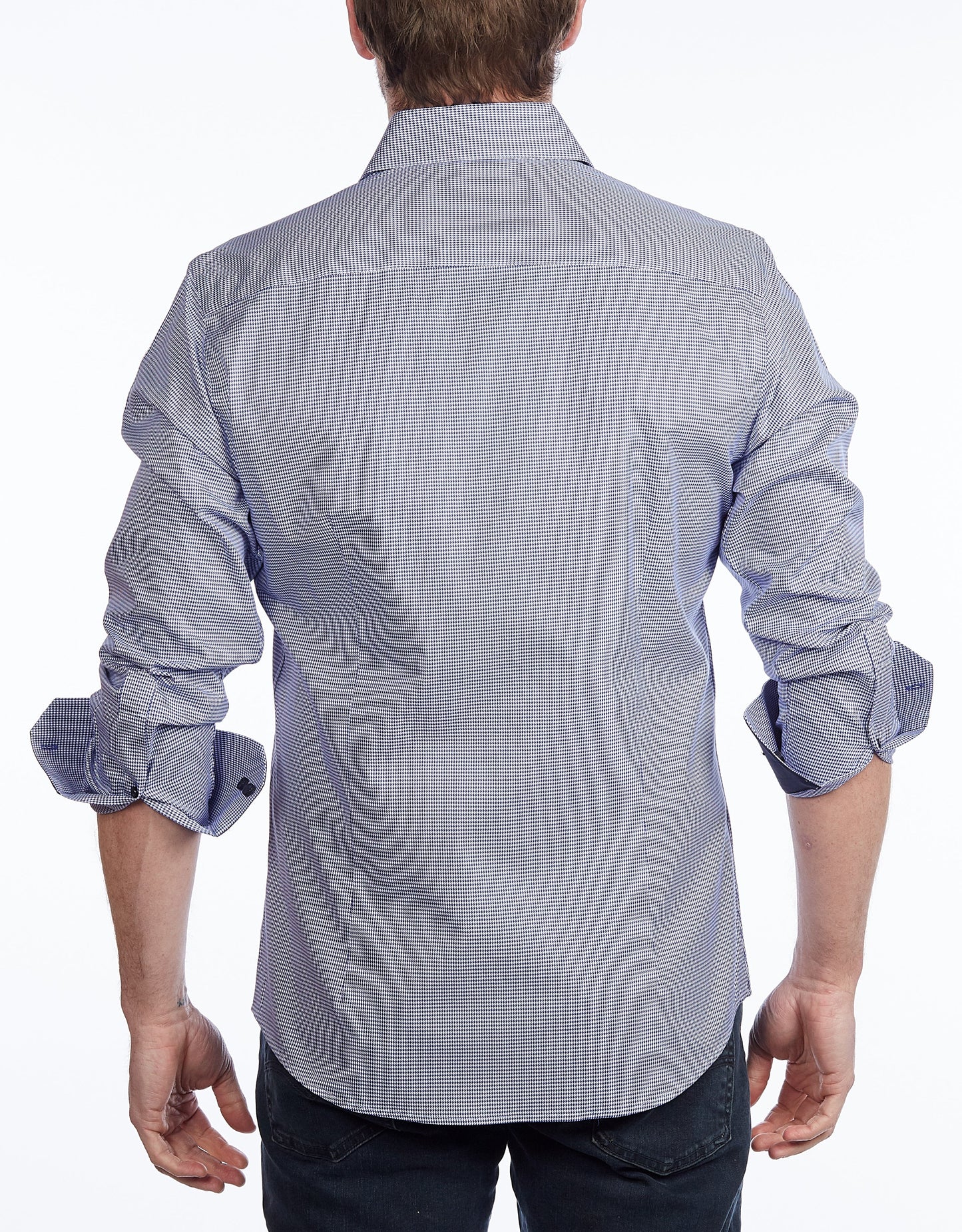 Contrast Collar Button-Up Shirt //  - Contemporary Fit - contrast  trimming- final sale - Size Small