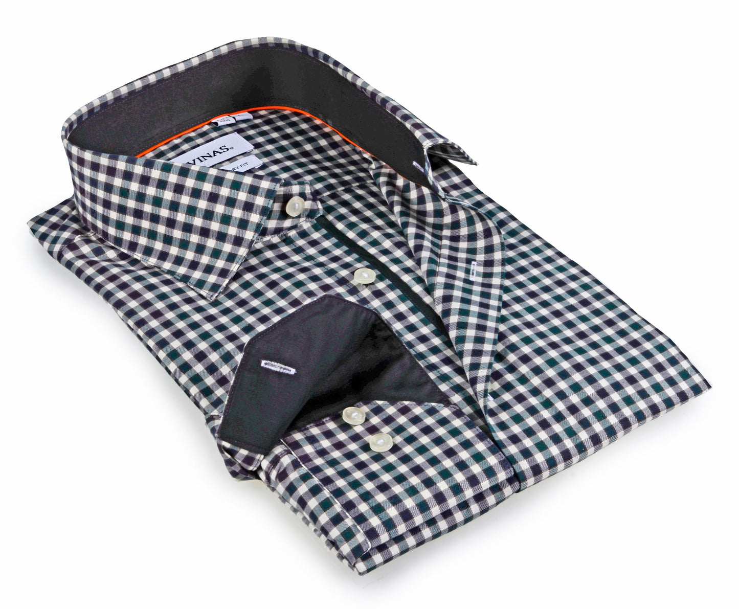 Contrast Collar Button-Up Shirt //  - Contemporary Fit - contrast  trimming - final sale - Size Small