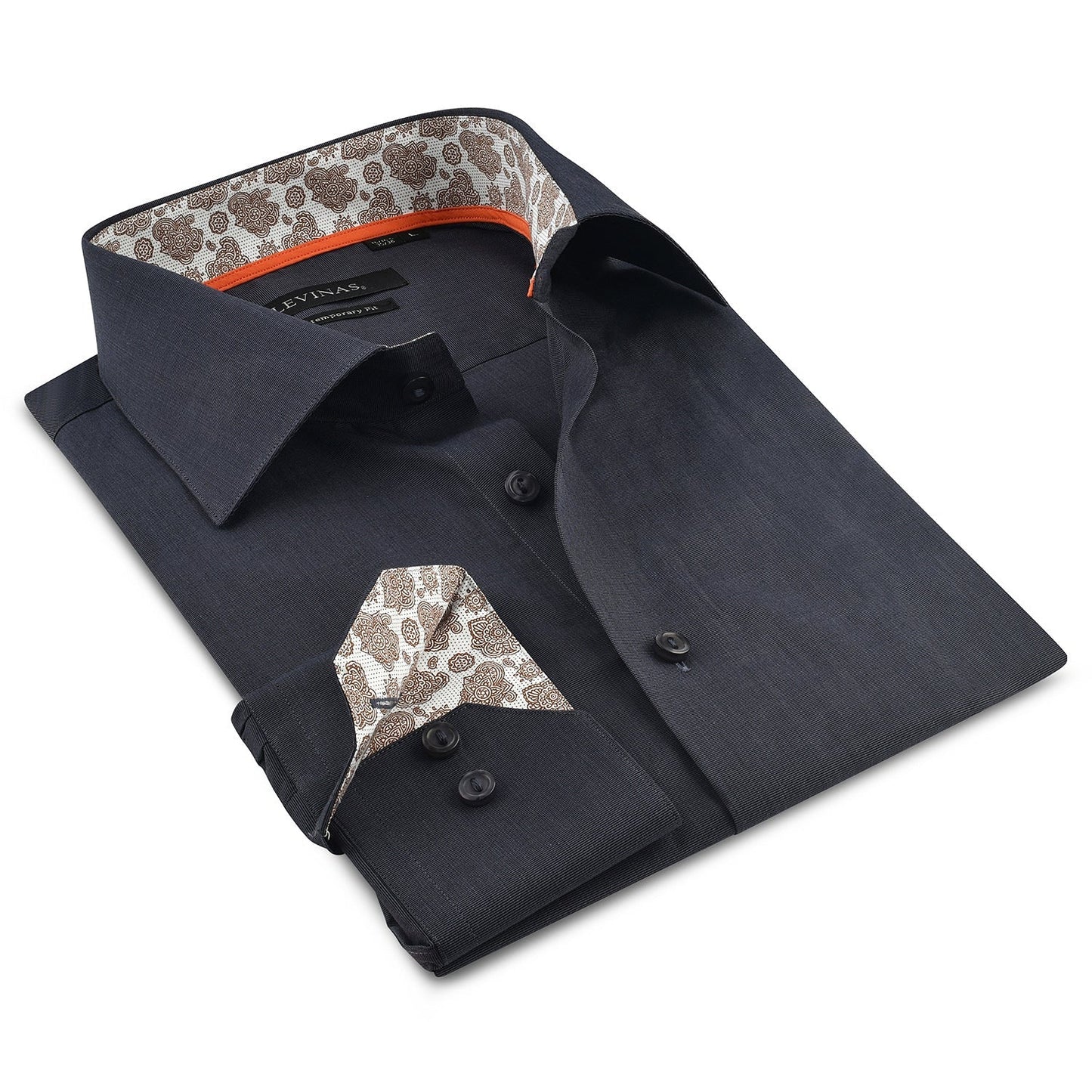 Contrast Collar Button-Up Shirt //  - Contemporary Fit - contrast  trimming - final sale - Size Small