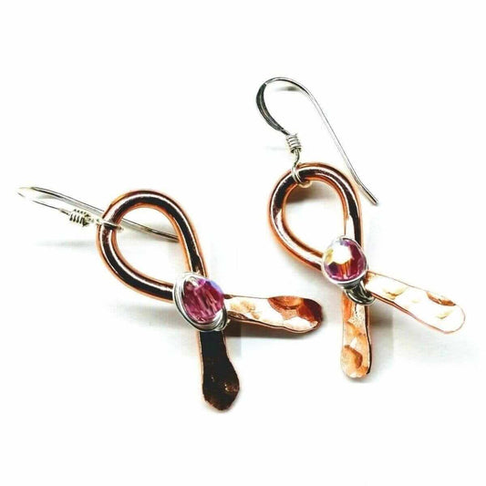 Copper Ribbon Breast Cancer Awareness Earrings Alexa Martha Designs