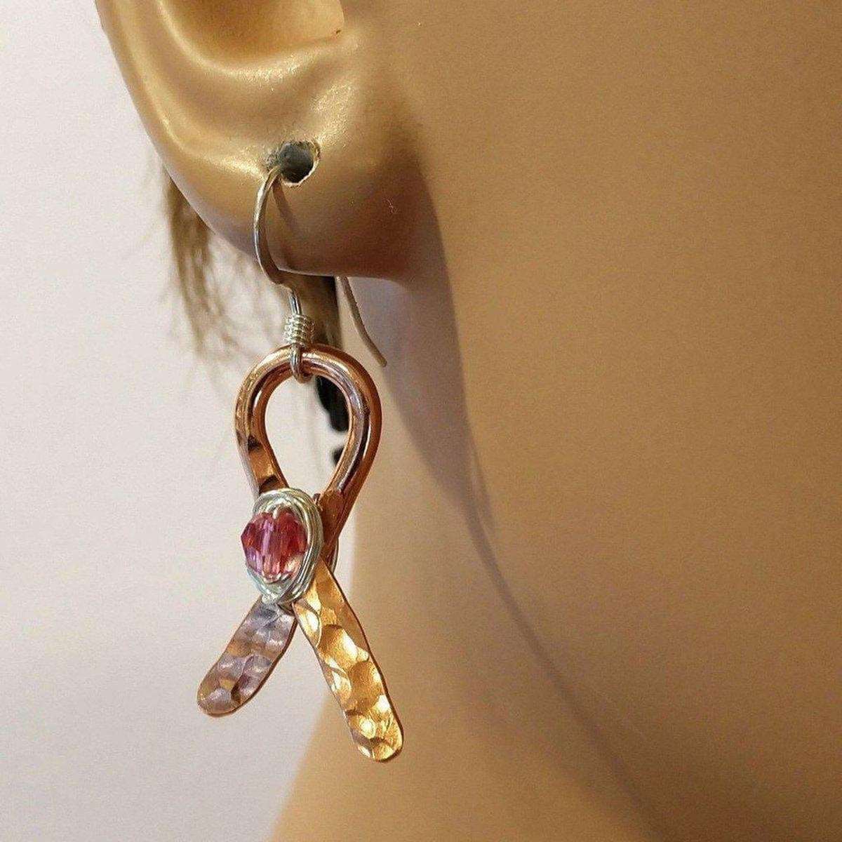 Copper Ribbon Breast Cancer Awareness Earrings Alexa Martha Designs