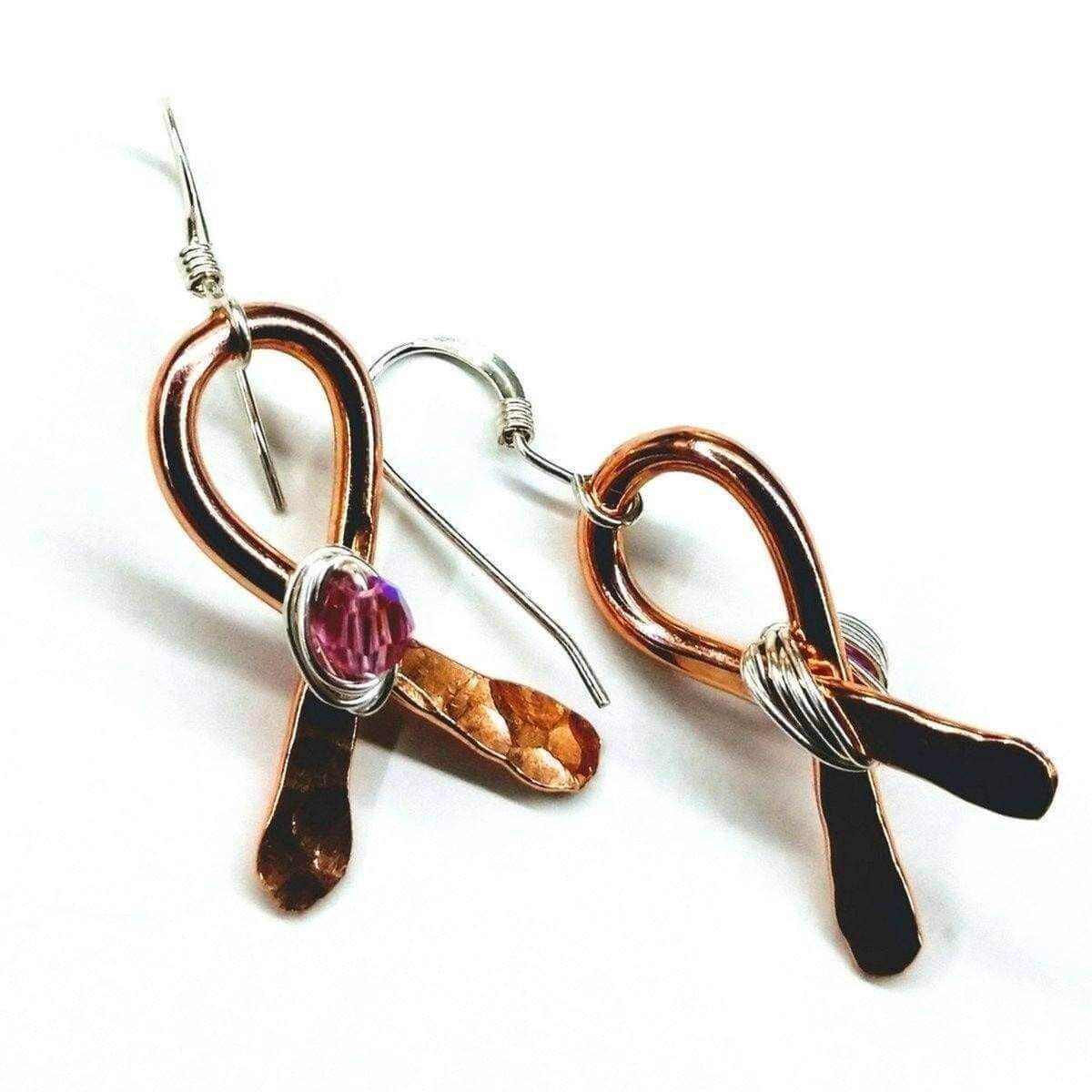 Copper Ribbon Breast Cancer Awareness Earrings Alexa Martha Designs