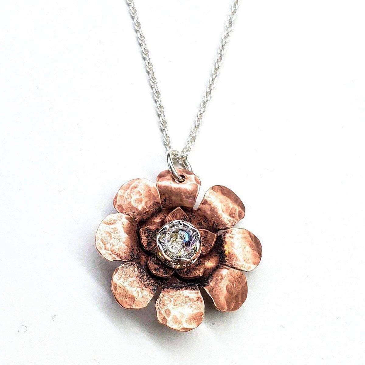 Copper Crystal Flower Blossom Spinner Necklace Alexa Martha Designs