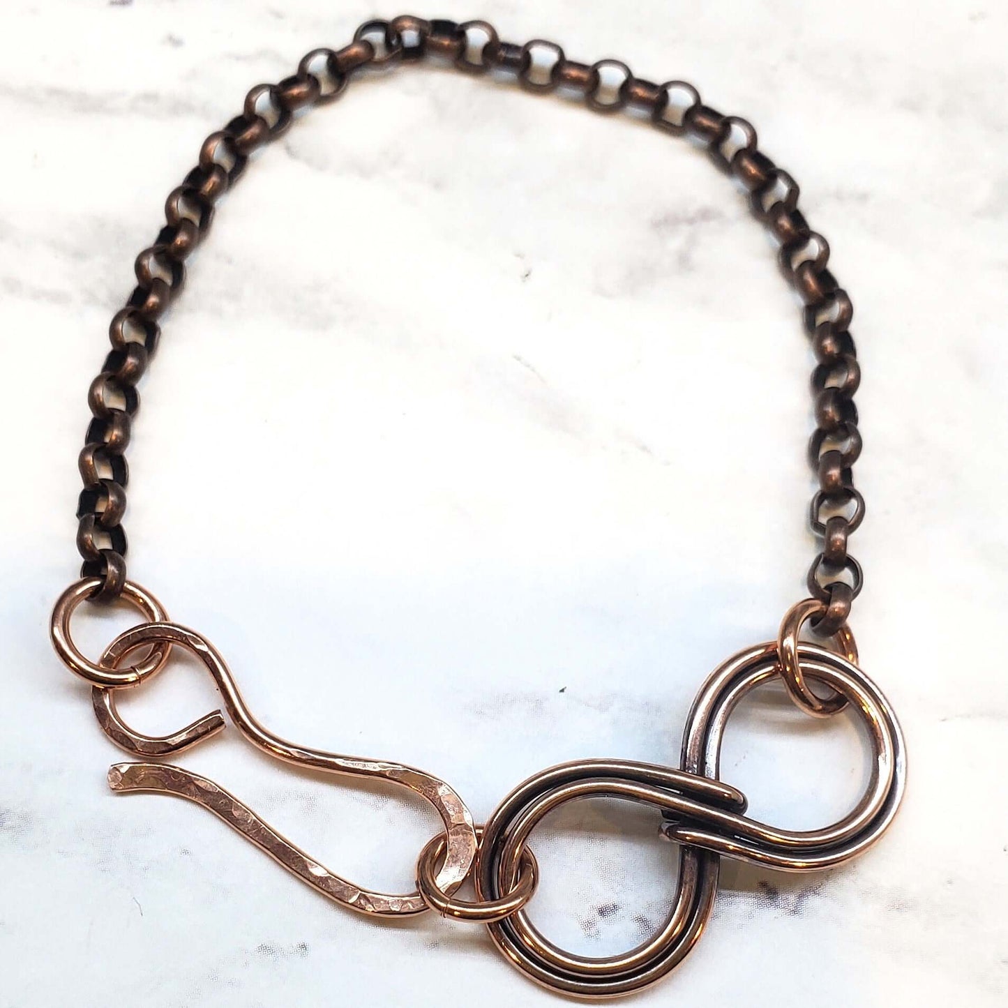 Copper Double Infinity Chain Bracelet Sculpted Copper Wire by Alexa Martha