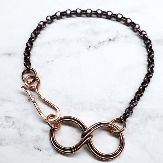 Copper Double Infinity Chain Bracelet Sculpted Copper Wire by Alexa Martha