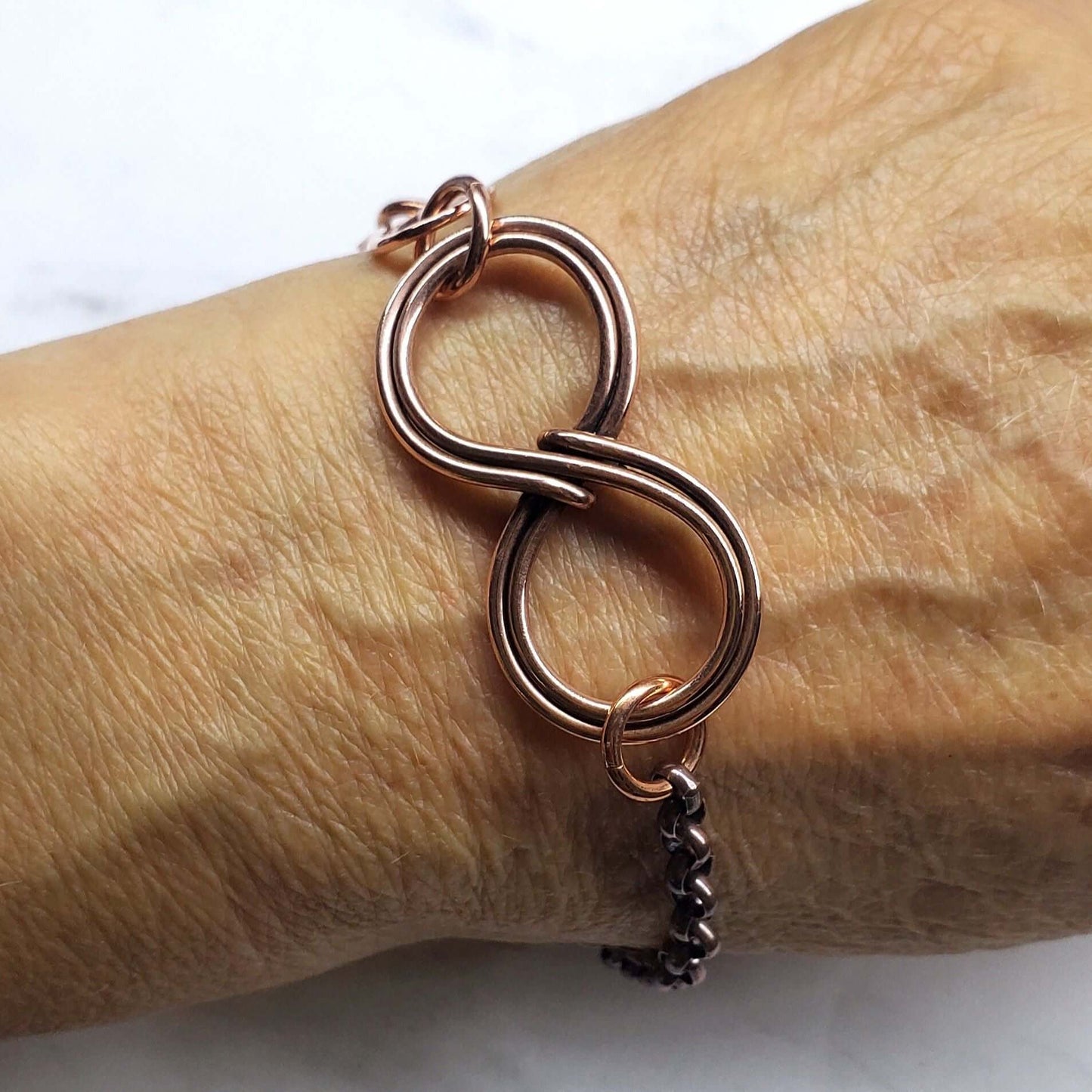 Copper Double Infinity Chain Bracelet Sculpted Copper Wire by Alexa Martha