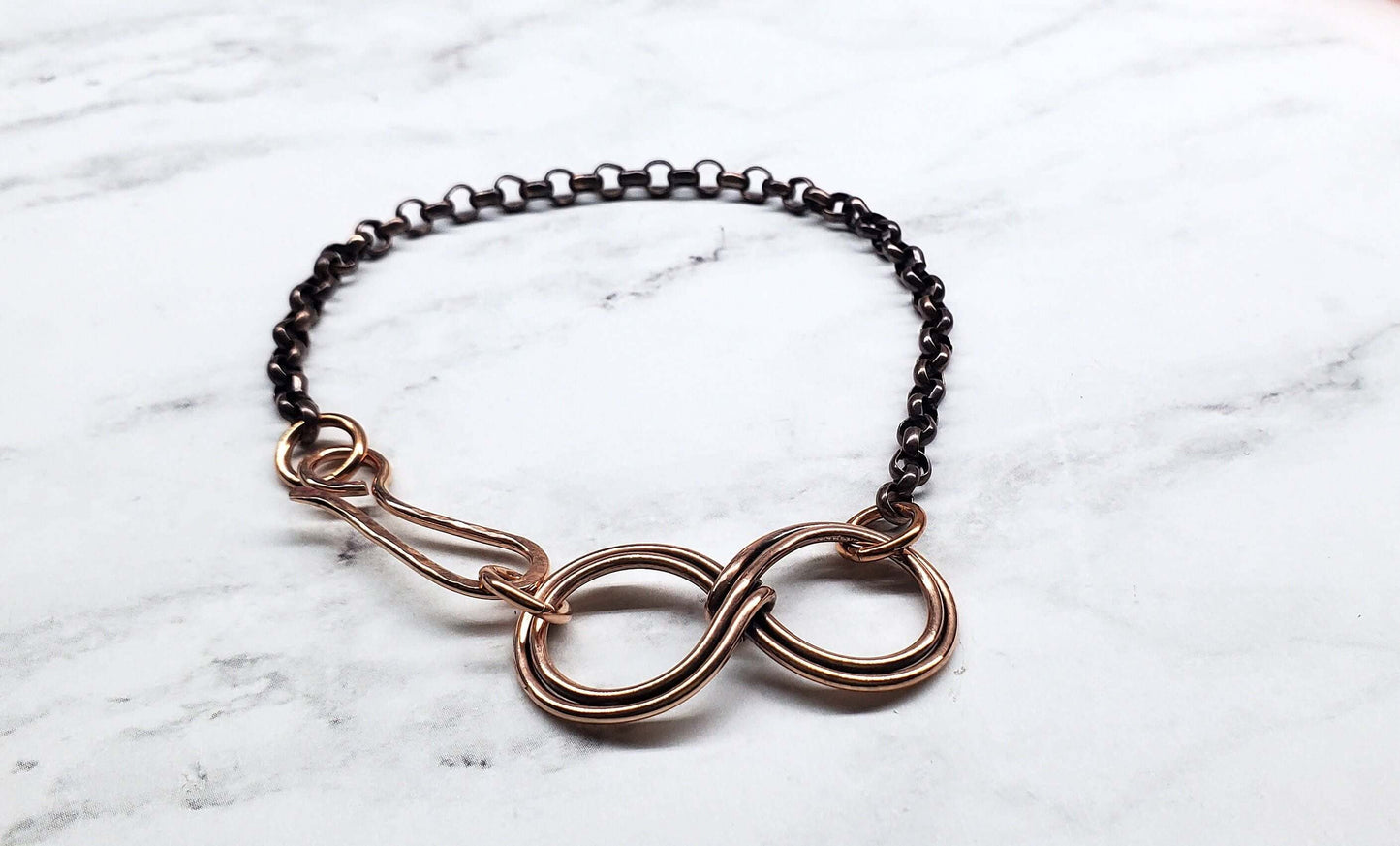 Copper Double Infinity Chain Bracelet Sculpted Copper Wire by Alexa Martha