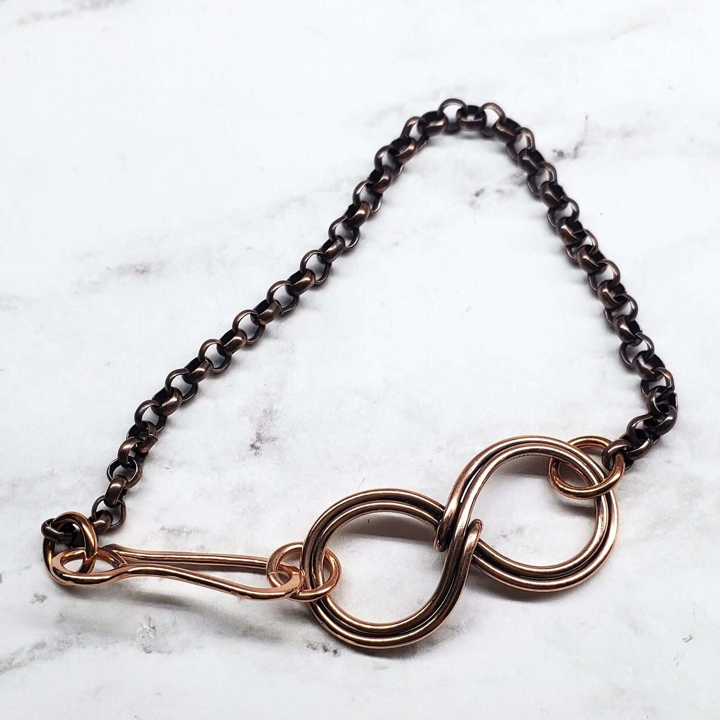 Copper Double Infinity Chain Bracelet Sculpted Copper Wire by Alexa Martha