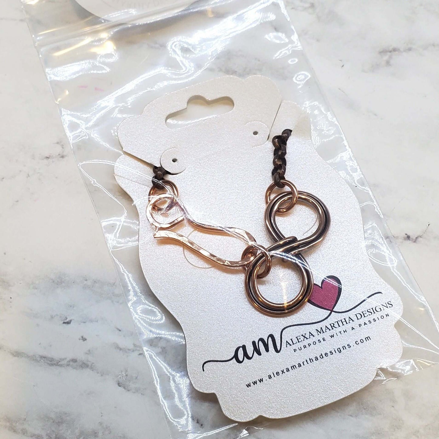 Copper Double Infinity Chain Bracelet Sculpted Copper Wire by Alexa Martha