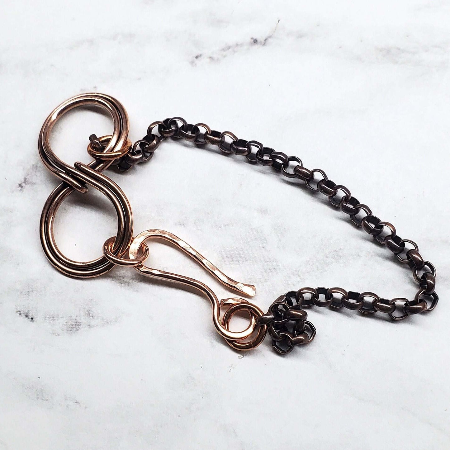Copper Double Infinity Chain Bracelet Sculpted Copper Wire by Alexa Martha