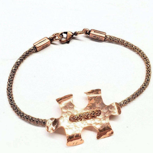 Copper Puzzle Piece Viking Knit Autism Awareness Bracelet Alexa Martha Designs