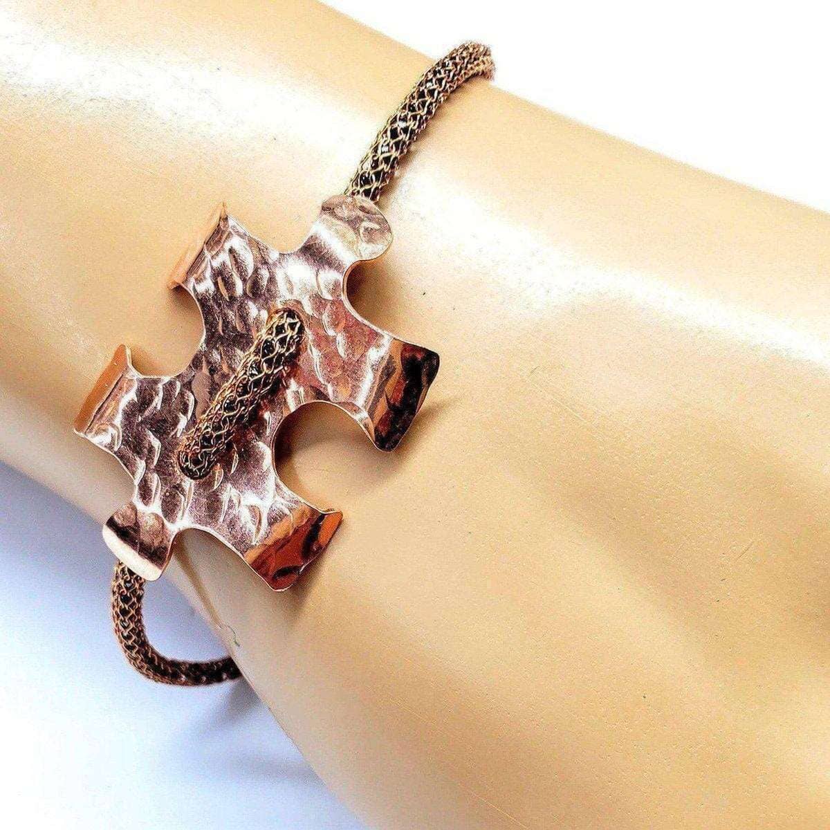 Copper Puzzle Piece Viking Knit Autism Awareness Bracelet Alexa Martha Designs