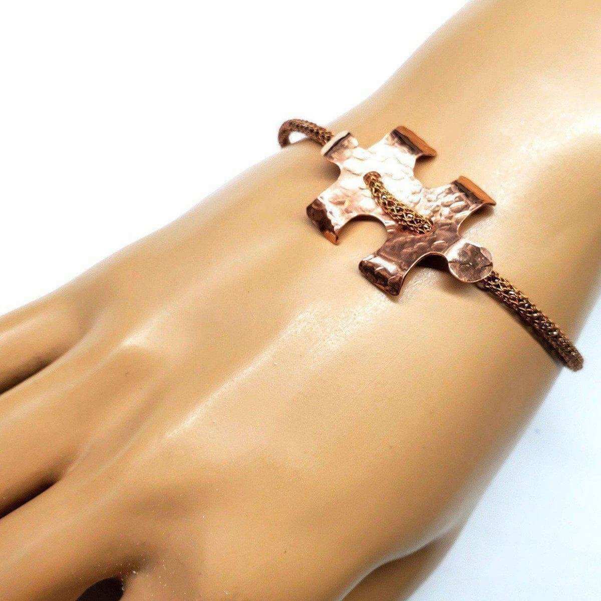 Copper Puzzle Piece Viking Knit Autism Awareness Bracelet Alexa Martha Designs