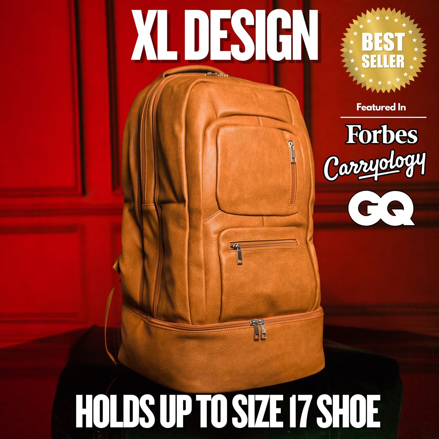 Brown Leather XL Carry-on Bag TSA Approved Sole Premise