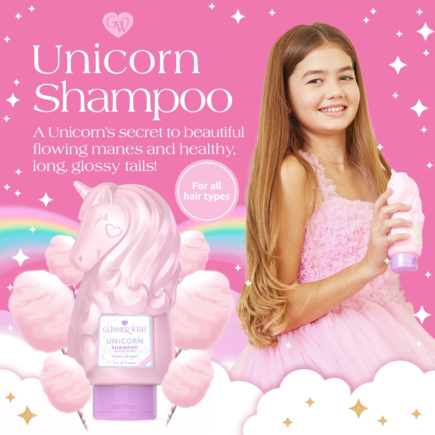 Unicorn Shampoo Pearly Cotton Candy Scented Shampoo Glimmer Wish
