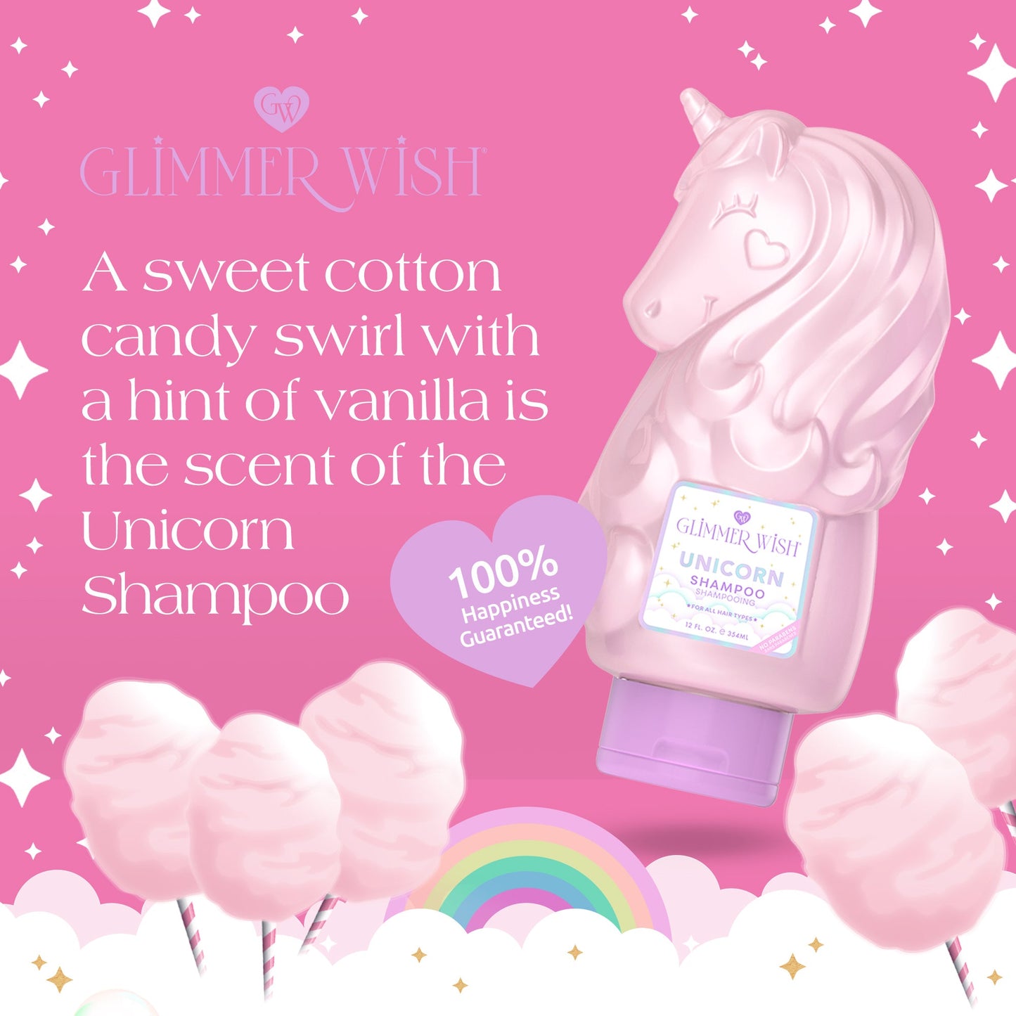 Unicorn Shampoo Pearly Cotton Candy Scented Shampoo Glimmer Wish