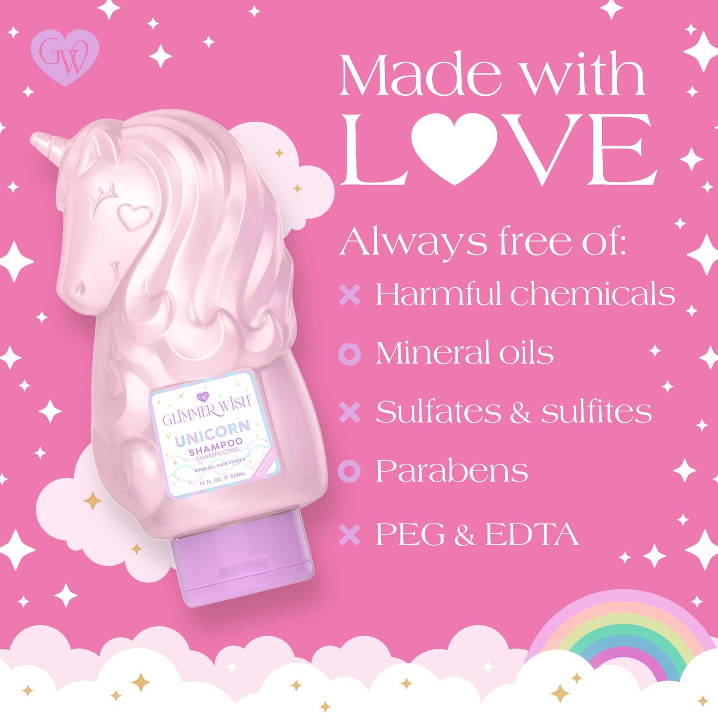 Unicorn Shampoo Pearly Cotton Candy Scented Shampoo Glimmer Wish