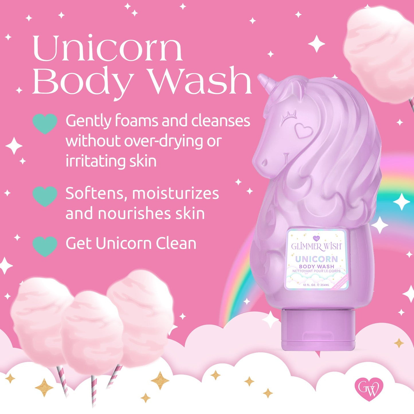 Unicorn Body Wash Lavender Cotton Candy Scented Magical Body Wash
