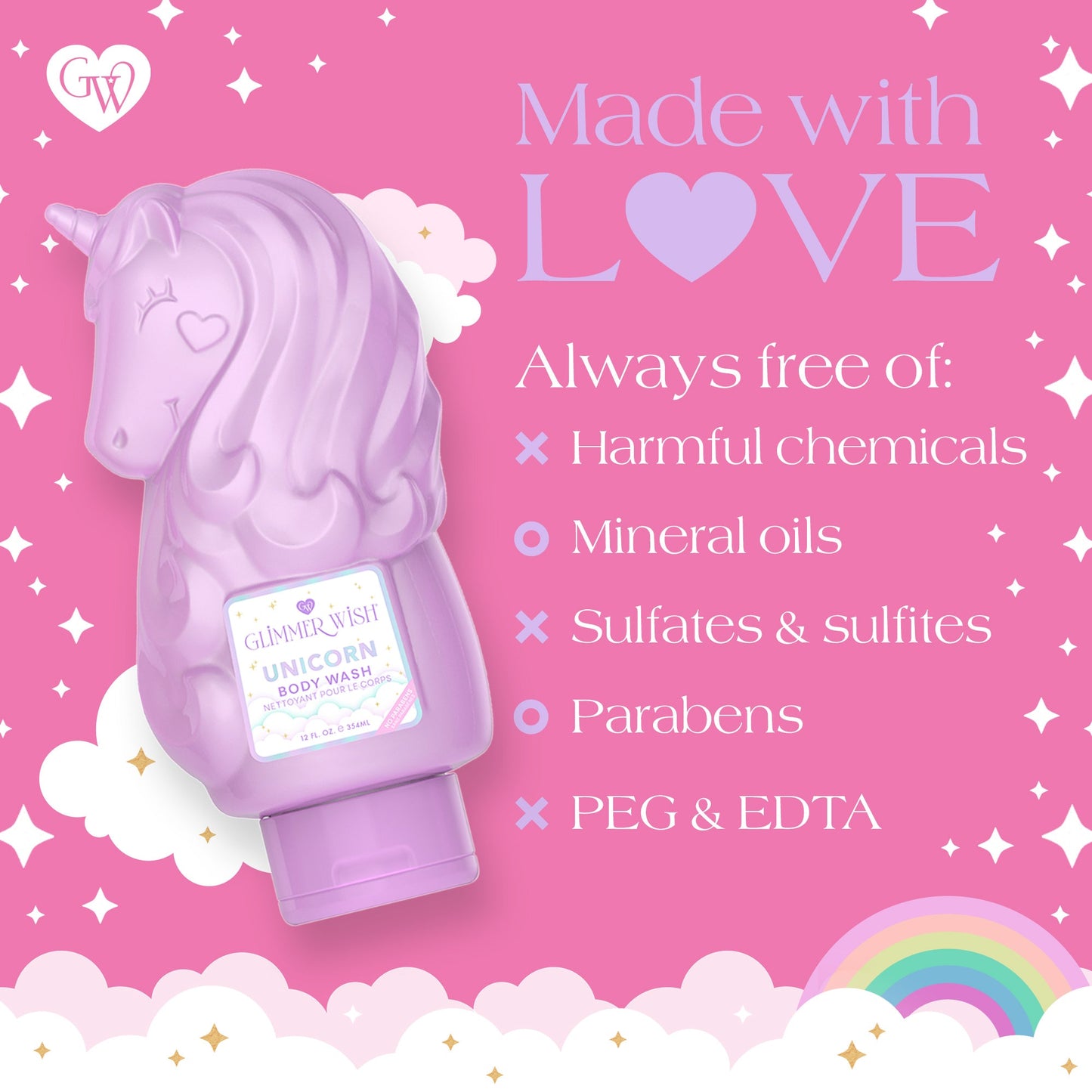 Unicorn Body Wash Lavender Cotton Candy Scented Magical Body Wash
