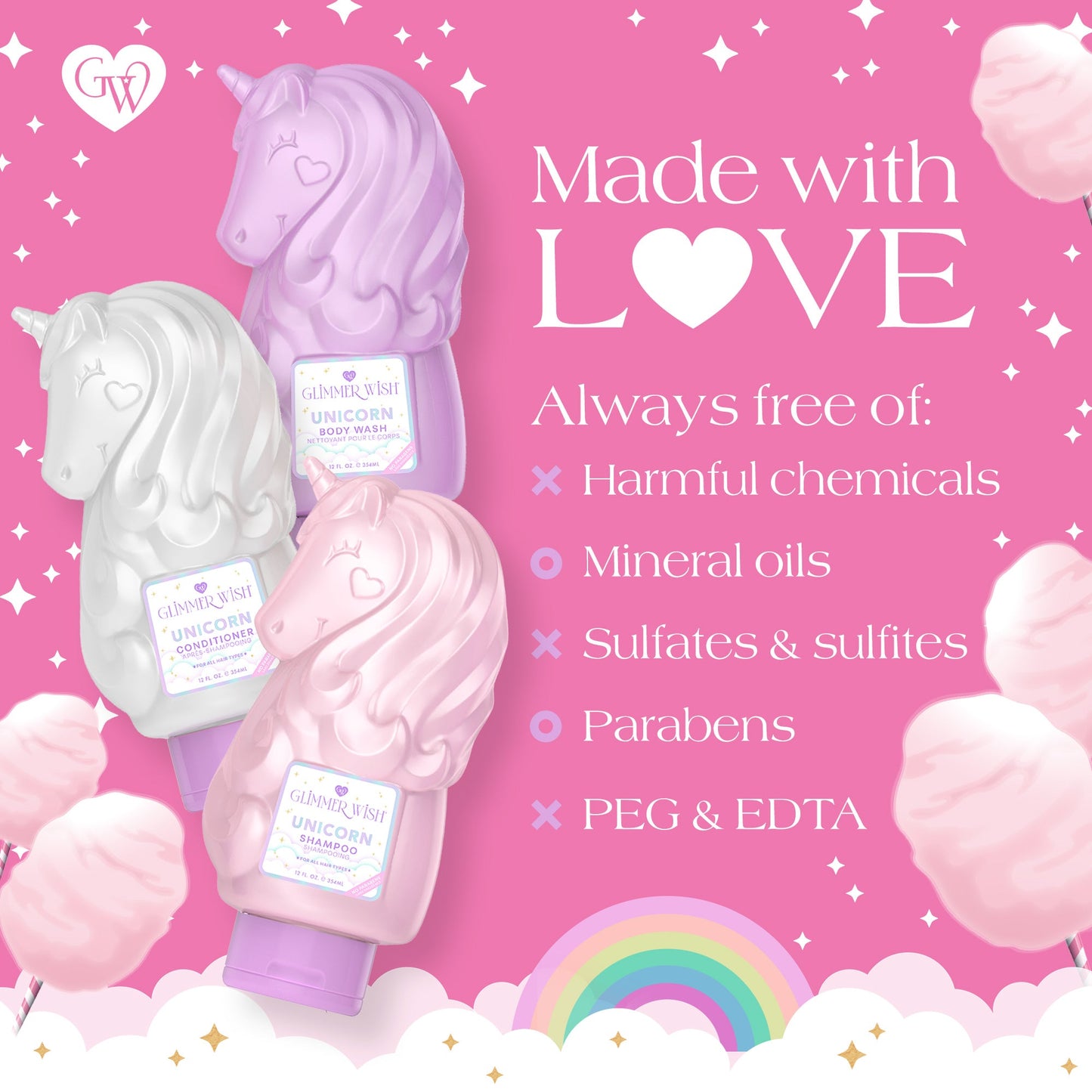 Unicorn Hair and Body Essentials Unicorn Shampoo Conditioner Body Wash