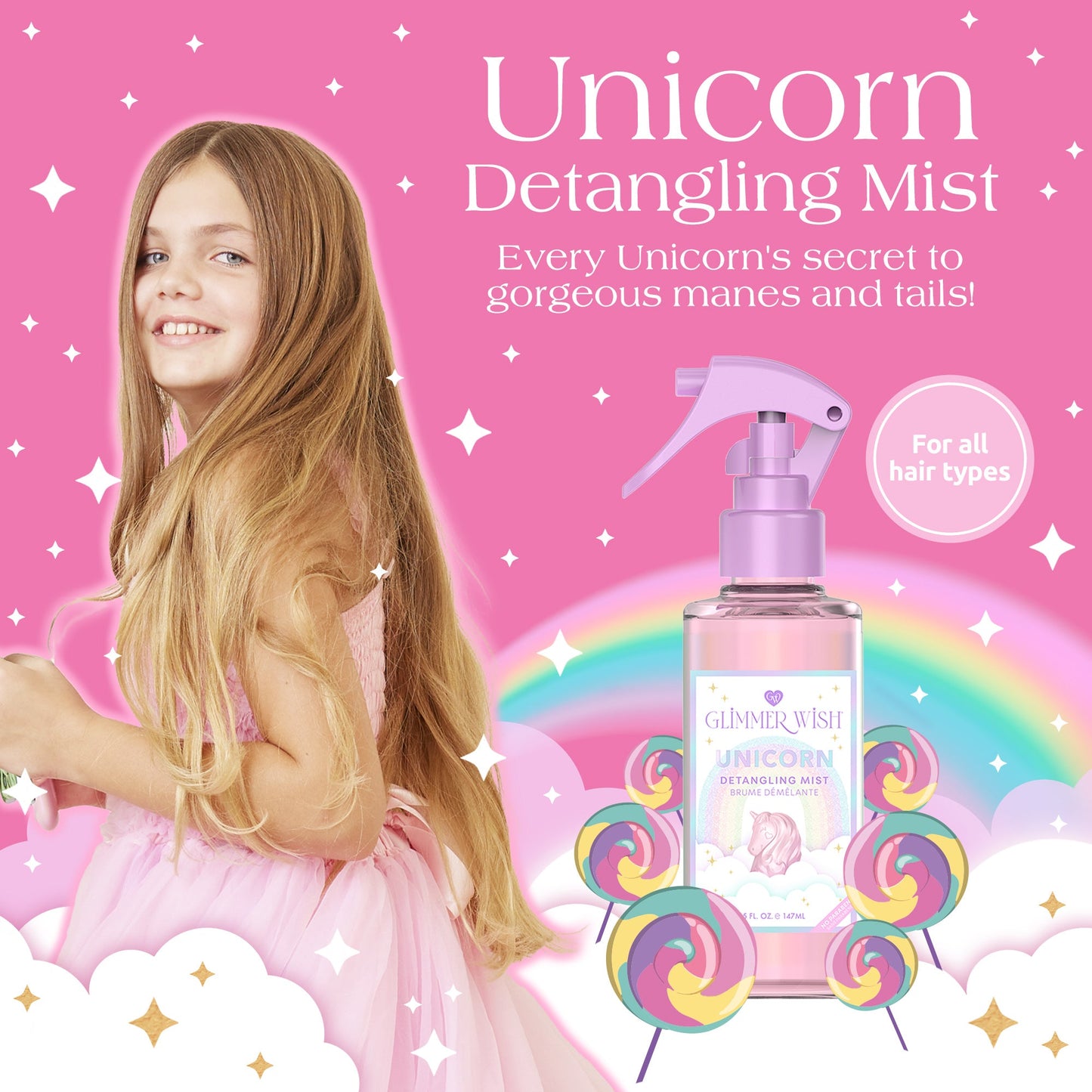 Unicorn Hair Detangling Mist Detangling Spray Glimmer Wish