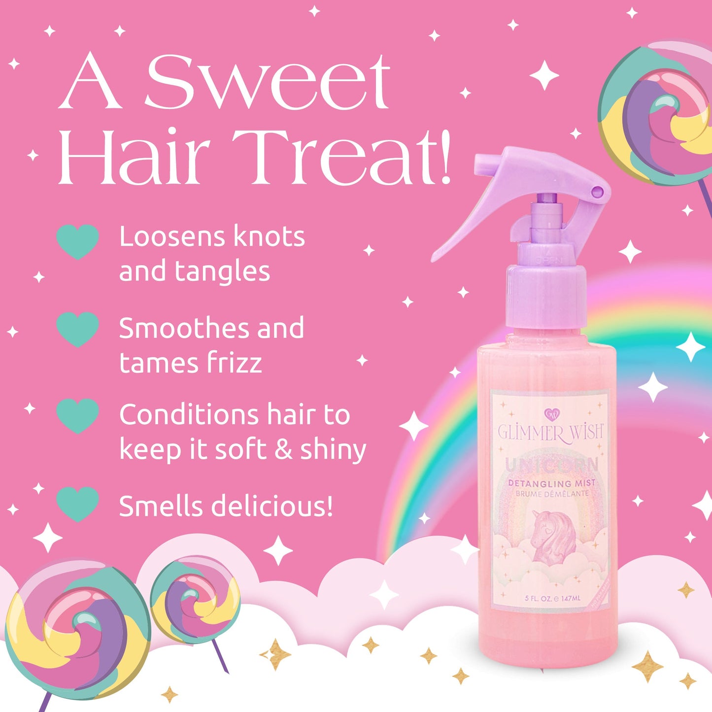 Unicorn Hair Detangling Mist Detangling Spray Glimmer Wish